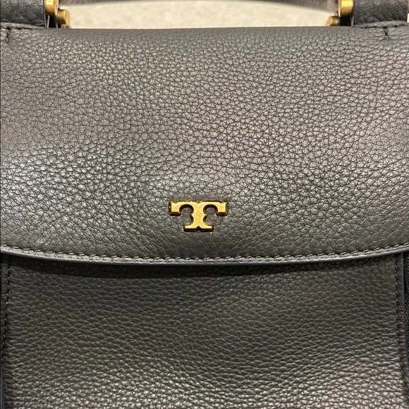 Tory Burch Black Leather & Blue Suede Half Moon Satchel - Picture 4 of 8